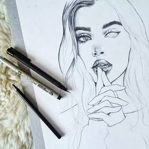 500x500 Image About Girl In Drawing By Poszi On We Heart It - It Sketch