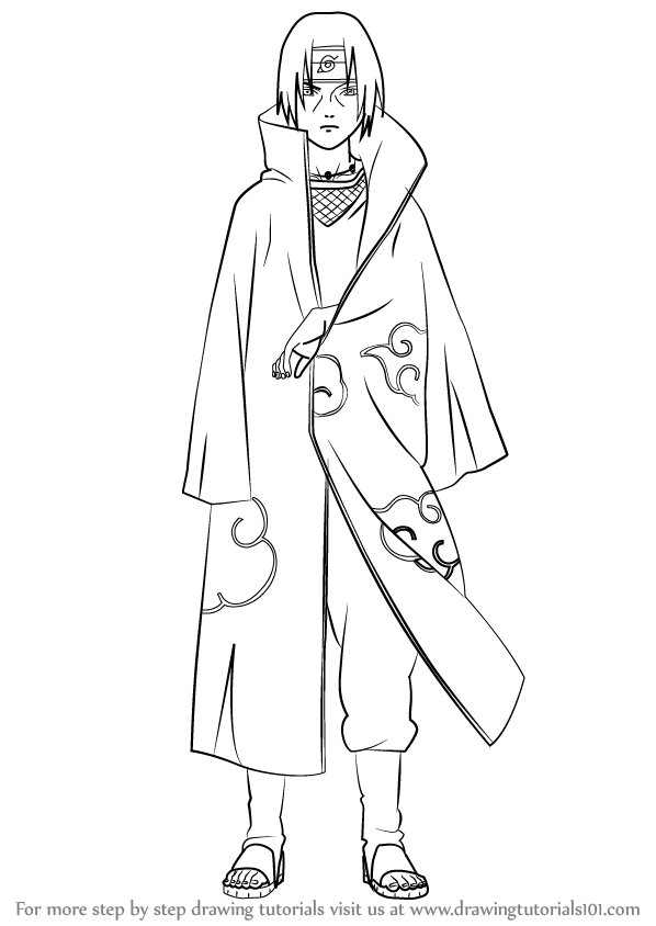 598x844 Learn How To Draw Itachi Uchiha From Naruto (Naruto) Step By Step - Itachi Sketch
