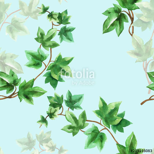 500x500 Floral Seamless Pattern With Ivy Branch Watercolor In Hand Drawn - Ivy Leaf Sketch