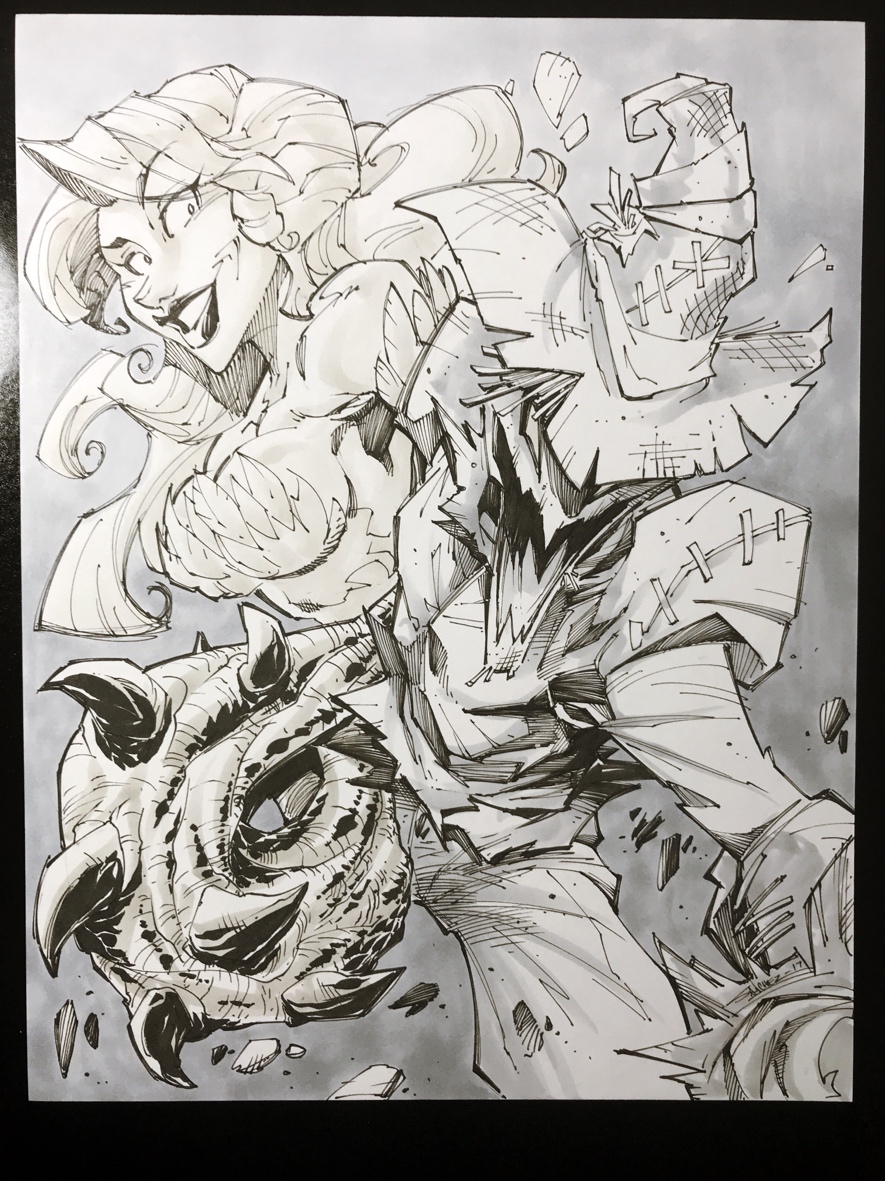 885x1181 Original Art Poison Ivy Scarecrow W Extra Batman Sketch The - Ivy Sketch