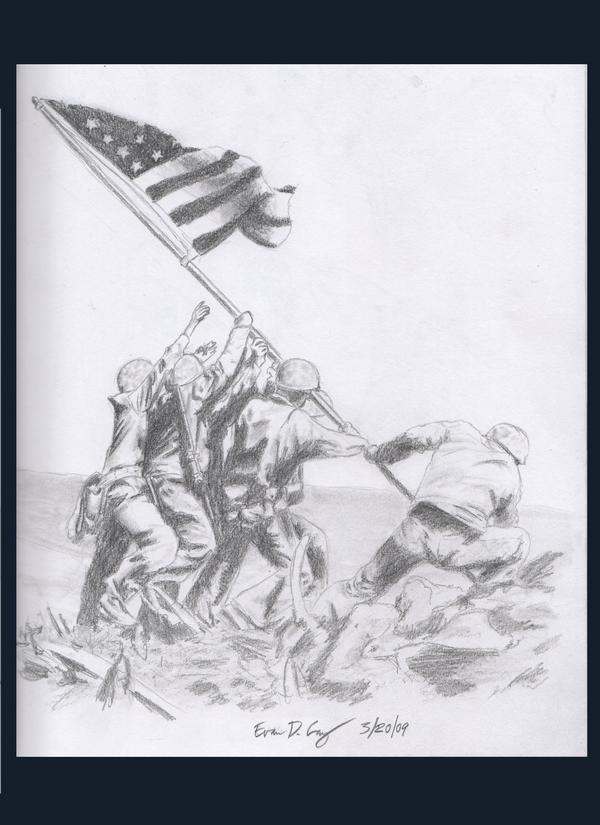 600x825 Flag Raising - Iwo Jima Sketch