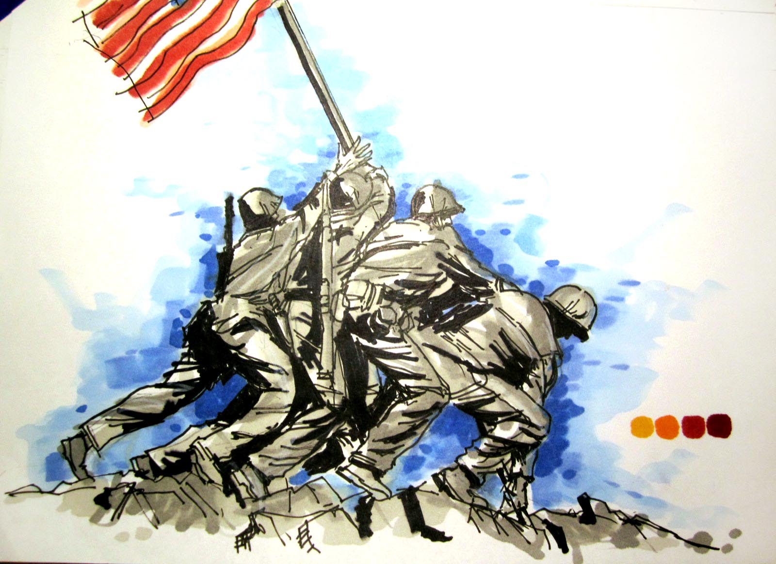 1600x1163 Military Series Battle Of Iwo Jima Time Lapse Drawing - Iwo Jima Sketch