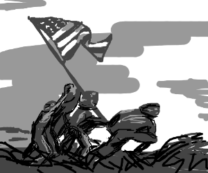 300x250 Raising The Flag On Iwo Jima Drawing By Froghands - Iwo Jima Sketch