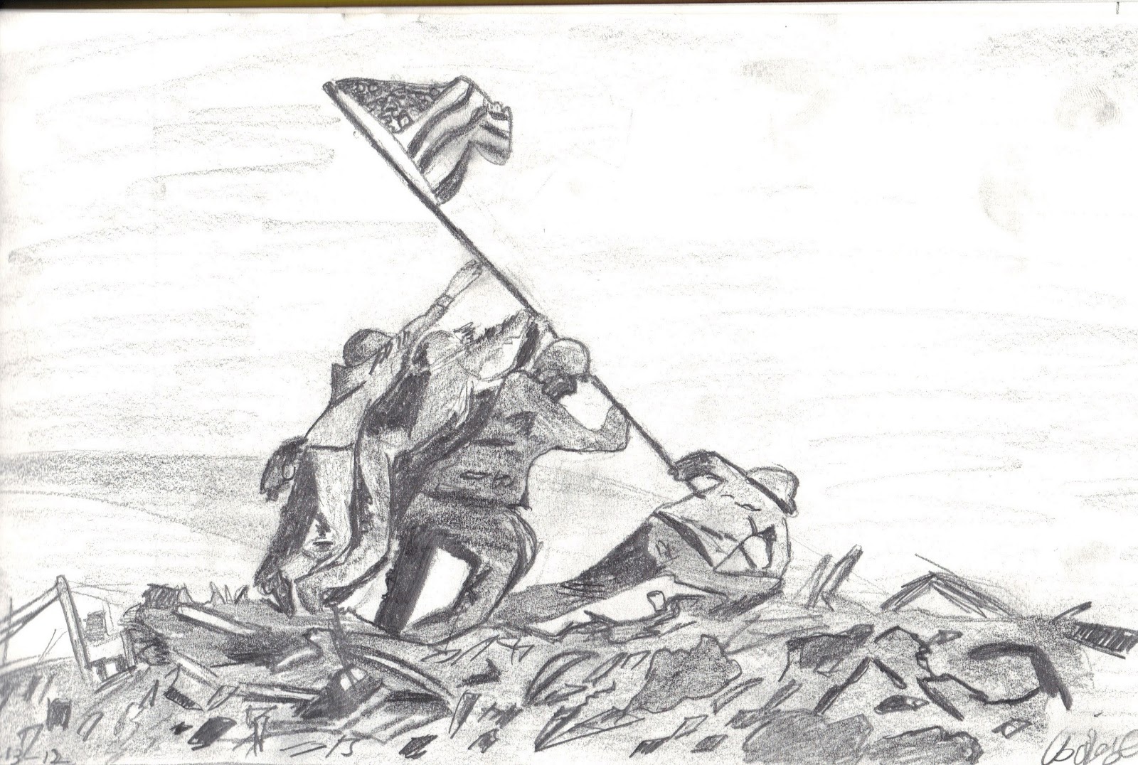 1600x1076 The Why Blog Raising The Flag On Iwo Jima - Iwo Jima Sketch
