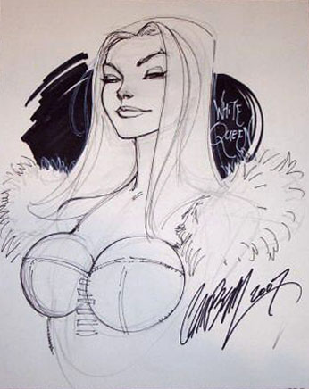 346x436 White Queen Emma Frost Bust By J Scott Campbell - J Scott Campbell Sketches