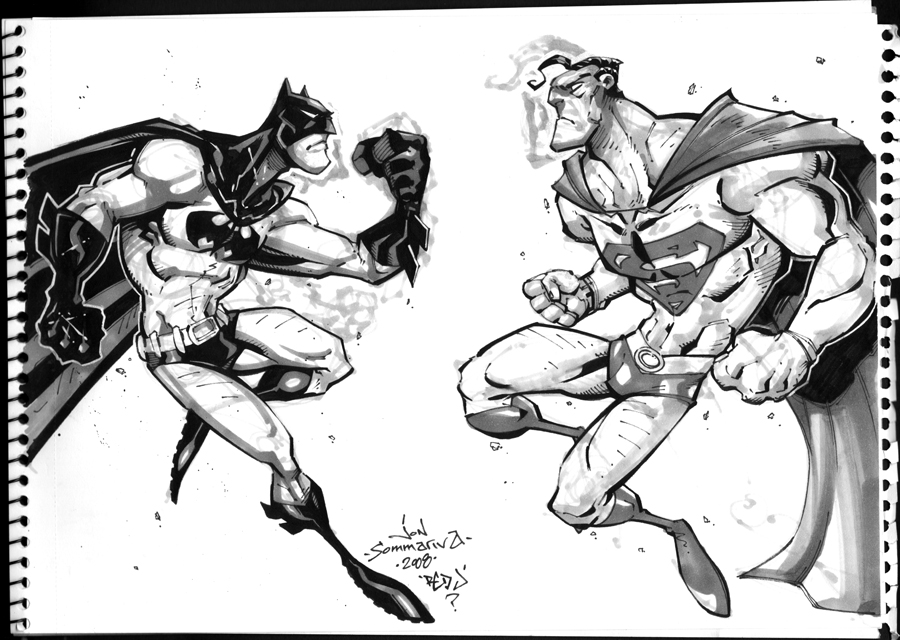 900x640 Superman Batman Consketch By Red J - J Sketch