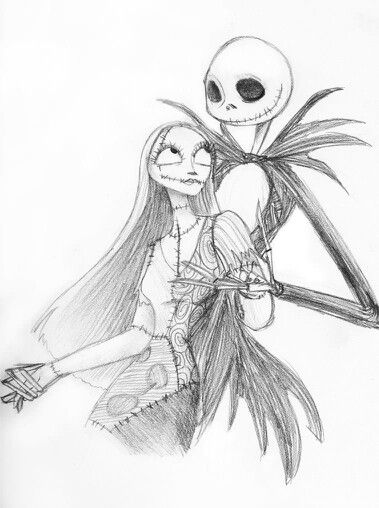 379x508 Jack And Sally Sketch Nightmare Before Christmas - Jack And Sally Sketch