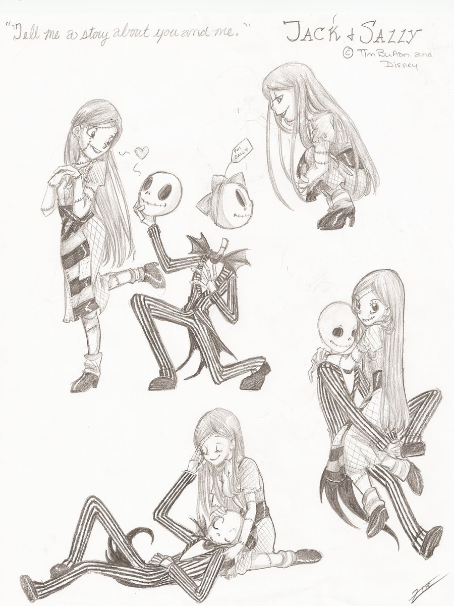 900x1200 Sketch Jack And Sally By Zoe Productions - Jack And Sally Sketch