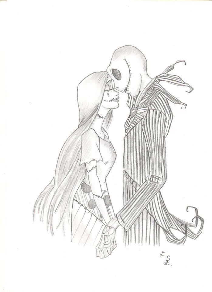 698x960 Brianna Garcia Drawing, Jack And Sally Coloring Pages - Jack And Sally Sketch