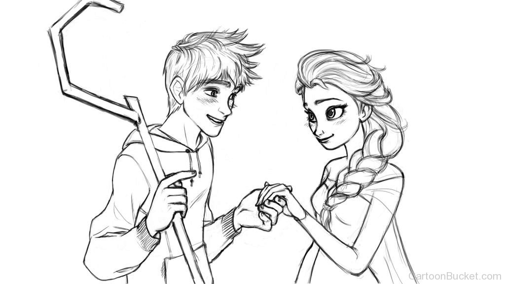 1024x576 Sketch Of Queen Elsa And Jack Frost - Jack Frost Sketch