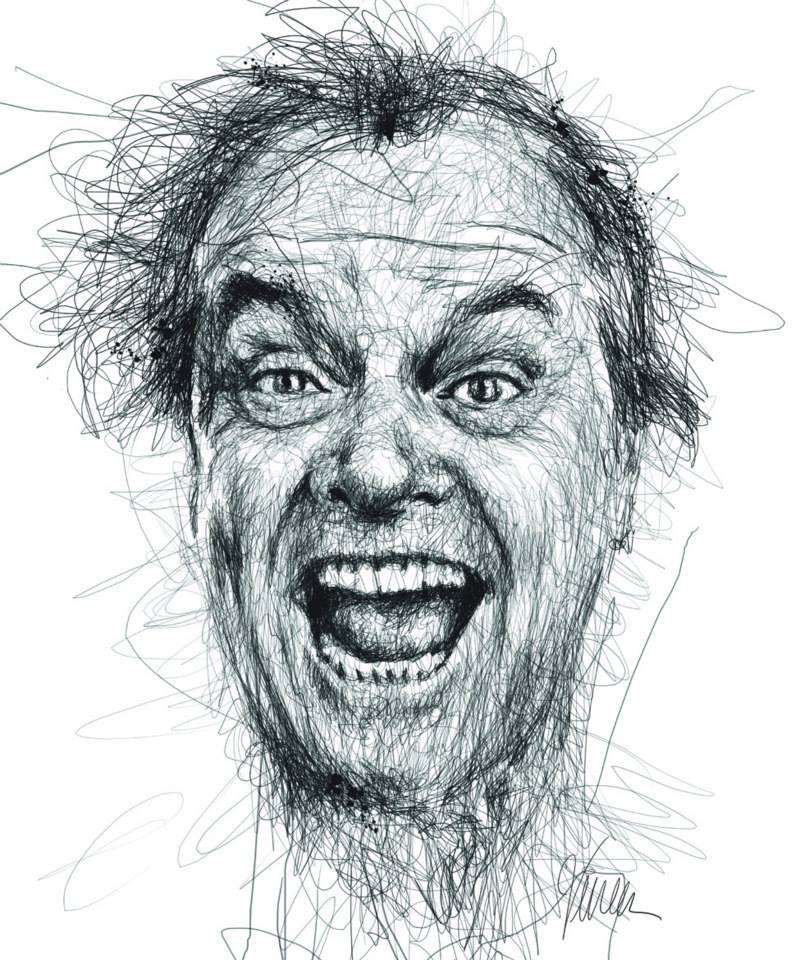 798x960 Jack Nicholson, Vince Low, Pen, 2012 Art - Jack Nicholson Sketch
