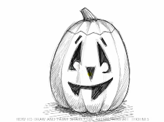 238x177 How To Draw A Happy Jack O Lantern Pumpkin - Jack O Lantern Sketch