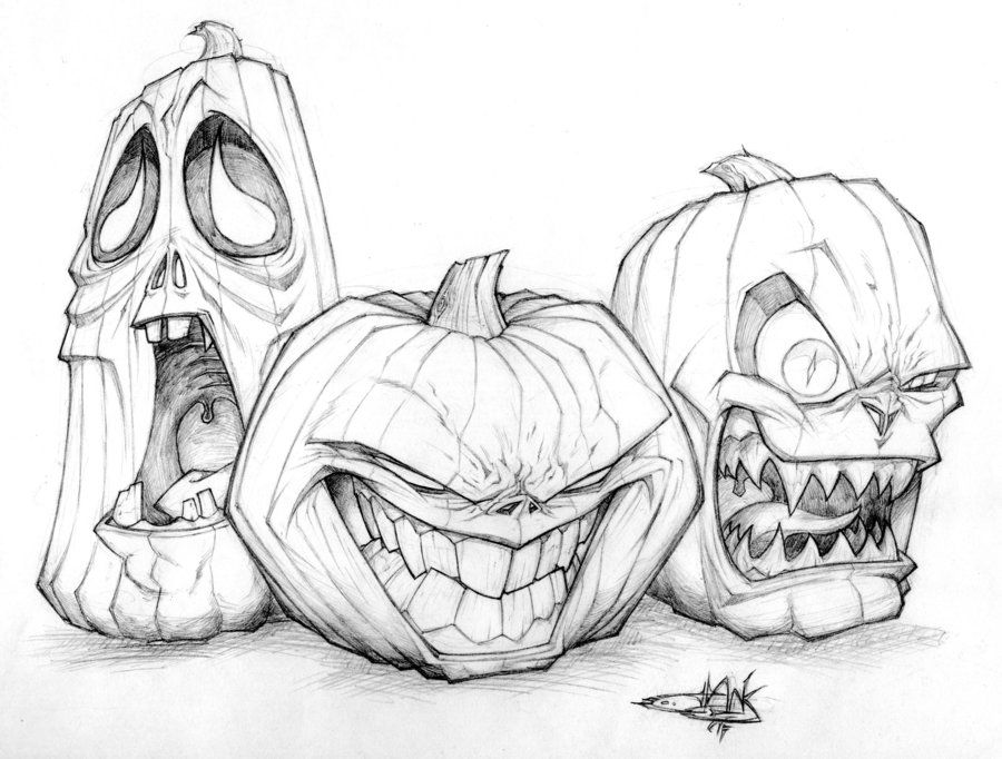 900x682 Jack O Lantern Trio Drawing Inspirace Drawings - Jack O Lantern Sketch