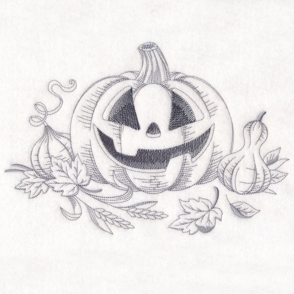 600x600 Machine Embroidery Designs - Jack O Lantern Sketch