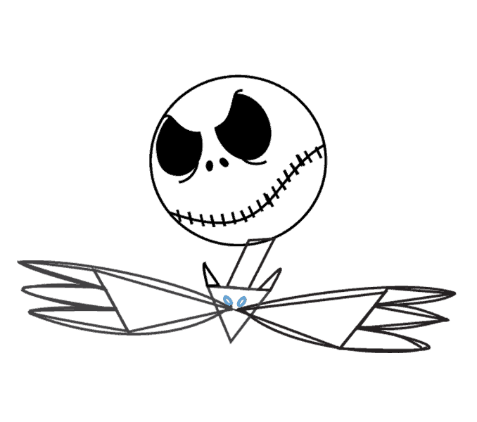 678x600 How To Draw Jack Skellington Step By Step Tutorial Easy - Jack Skeleton Sketch