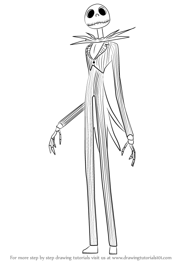 596x843 Learn How To Draw Jack Skellington From The Nightmare Before - Jack Skeleton Sketch