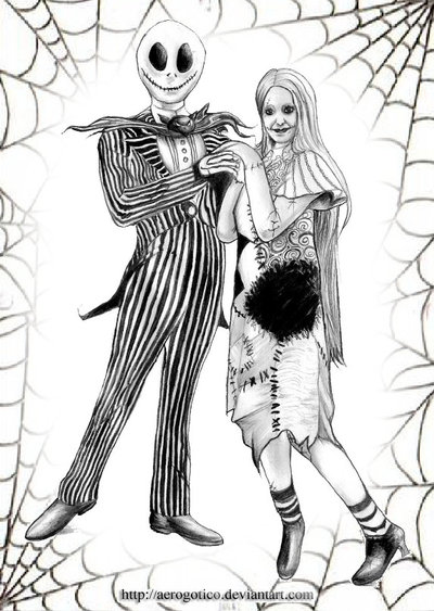 400x563 Jack Skellington And Sally By Aerogotico - Jack Skellington And Sally Sketch
