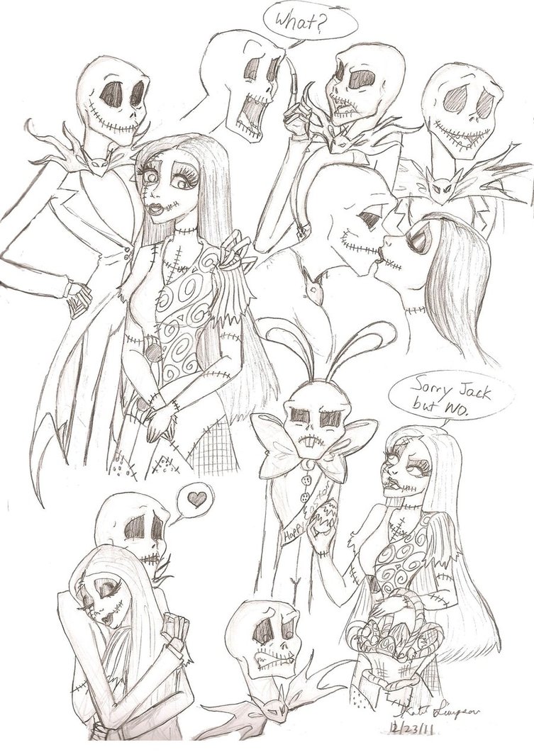 Jack And Sally Sketches 2 By Redhead K - Jack Skellington And Sally ...
