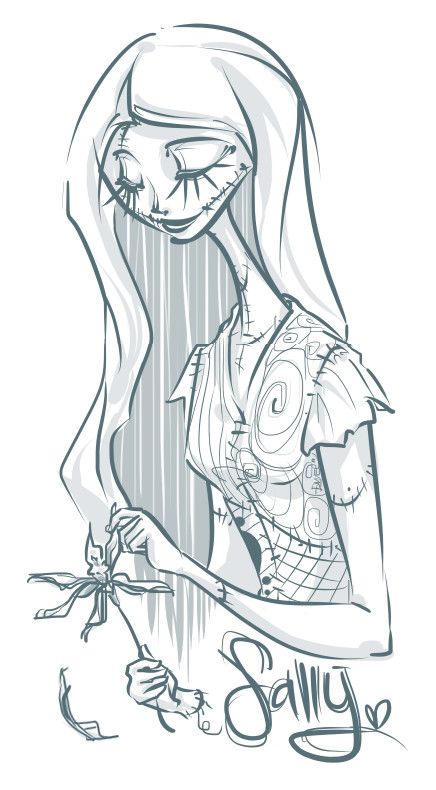 436x790 Nbc Sally By On @ - Jack Skellington And Sally Sketch