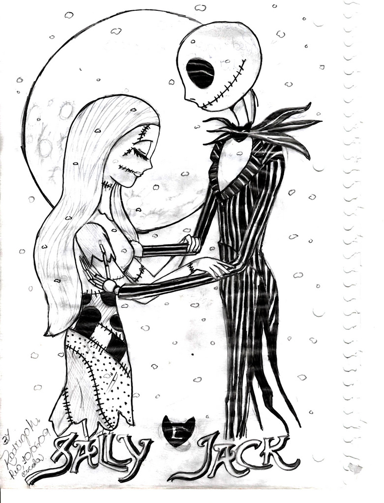 781x1024 Nightmare Before Christmas Coloring Pages Decorating Within Jack - Jack Skellington And Sally Sketch