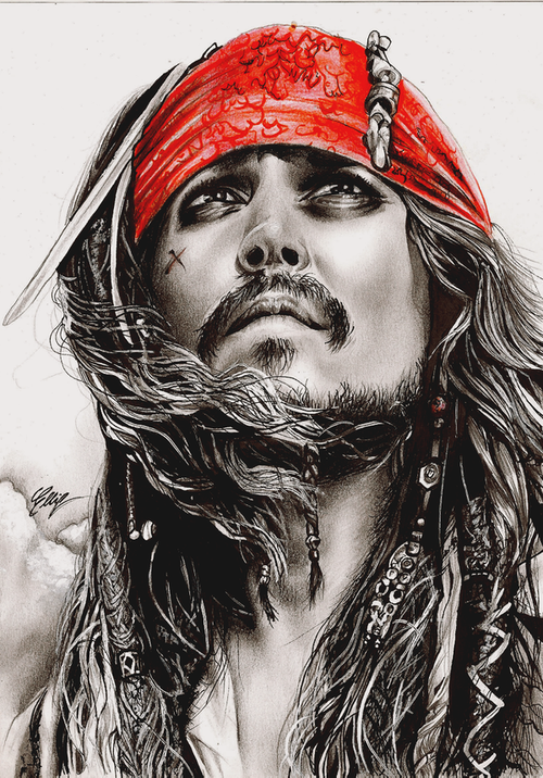 500x716 Captain Jack Sparrow. By ~freedomforgoku - Jack Sparrow Sketch