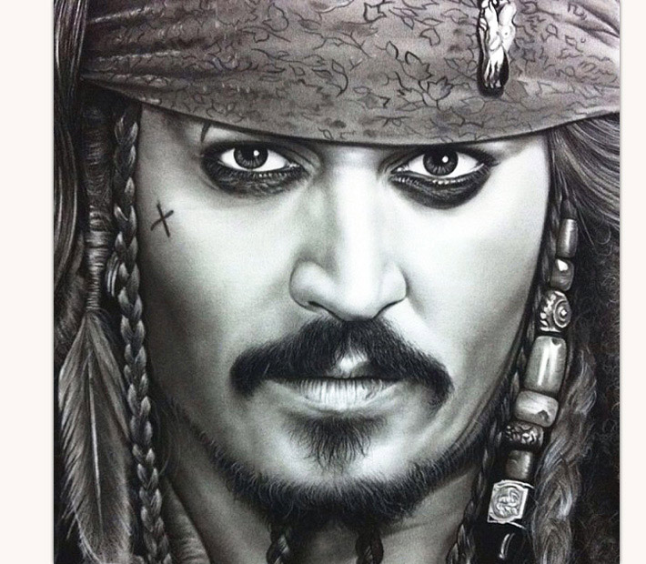 710x620 Very Realistic Jack Sparrow Drawing By Ayman Arts - Jack Sparrow Sketch