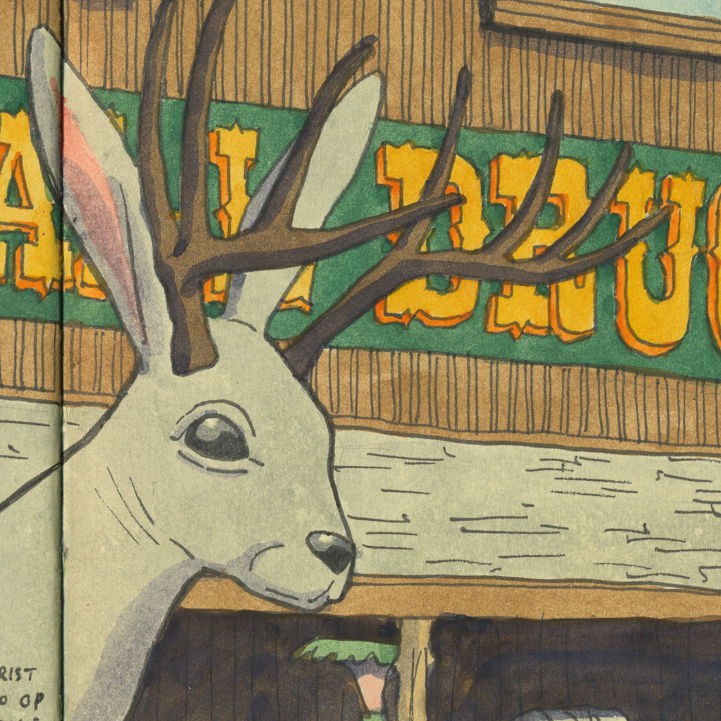 1024x1024 Wall Drug Jackalope Sketch Drawn The Road Again - Jackalope Sketch