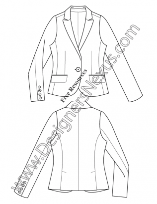 316x409 Free Downloads Illustrator Blazer Flat Sketches - Jacket Flat Sketch