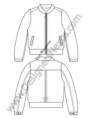 316x409 Windbreaker Jacket Fashion Flats Sketch Template - Jacket Flat Sketch