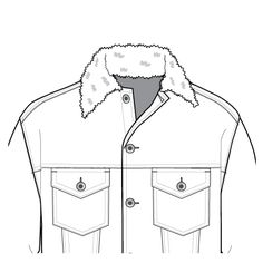 236x236 14 Best Outerwear Jacket Collar Flat Sketches Images - Jacket Flat Sketch