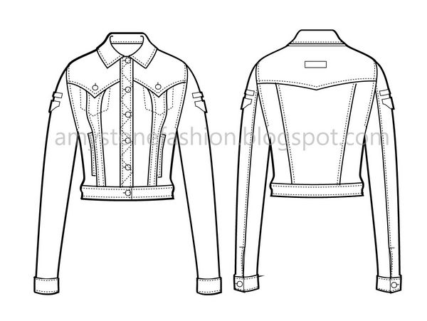 600x451 Amy Stone Fashion Flat Sketches Short Denim Jacket Fashion Flat - Jacket Flat Sketch