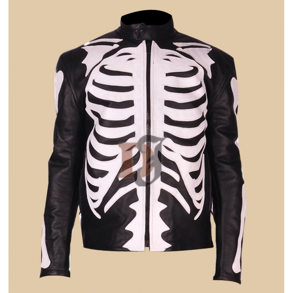 1000x1000 Buy Skeleton Bones Sketch Mens Biker Black Leather Jacket - Jacket Sketch