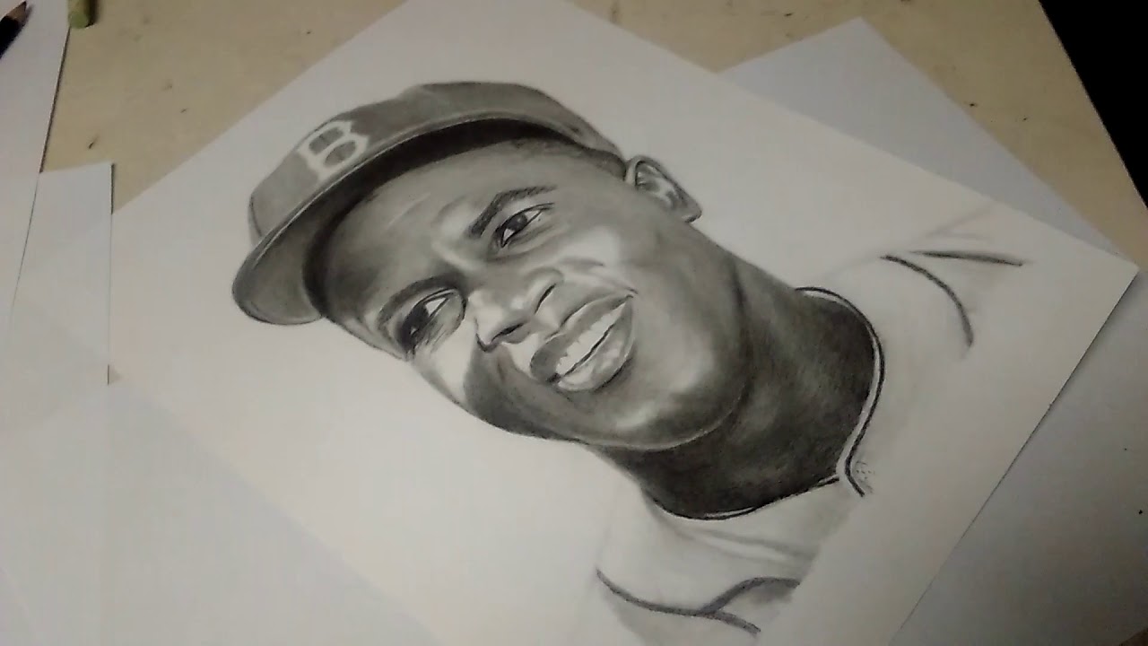 1280x720 Hyper Realistic Drawing Jackie Robinson - Jackie Robinson Sketch