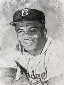 226x300 Jackie Robinson Aceo Pencil Sketch Art Print Card Limited Edition - Jackie Robinson Sketch
