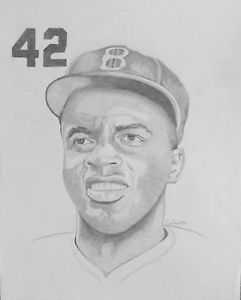 241x300 Jackie Robinson Original Pencil Sketch By Andrew Sabori Ebay - Jackie Robinson Sketch