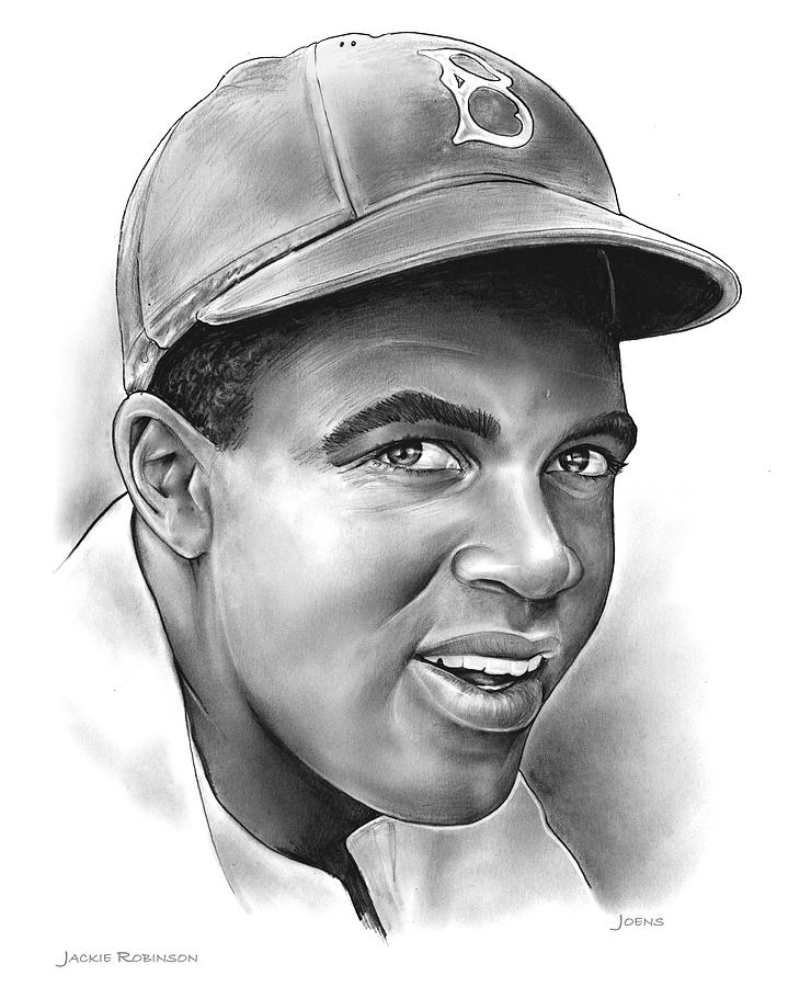 719x900 Jackie Robinson Drawing By Greg Joens - Jackie Robinson Sketch