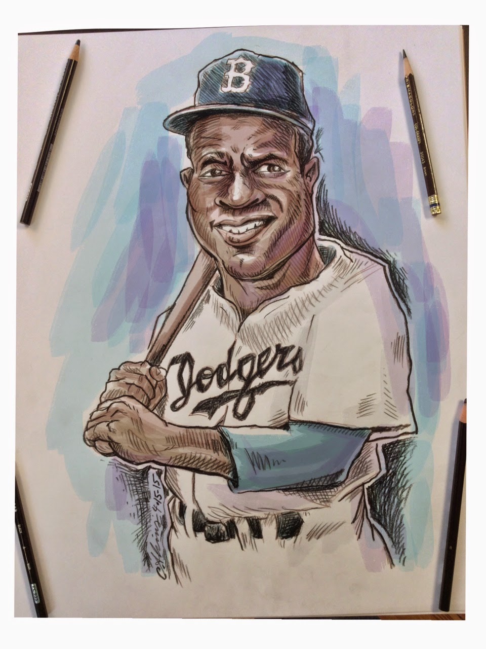 960x1280 One Million Pictures Historic Day, Not Just For American Baseball. - Jackie Robinson Sketch