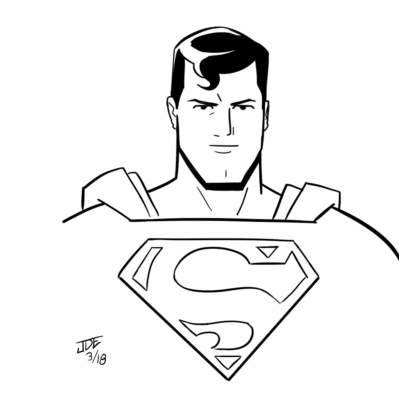 1280x1283 Jacob Edgar Comic Book Artist A Bruce Timm Style Superman Sketch - Jacob Sketch