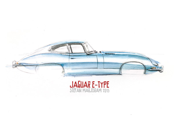 600x424 New Forest Classic Cars - Jaguar Car Sketch