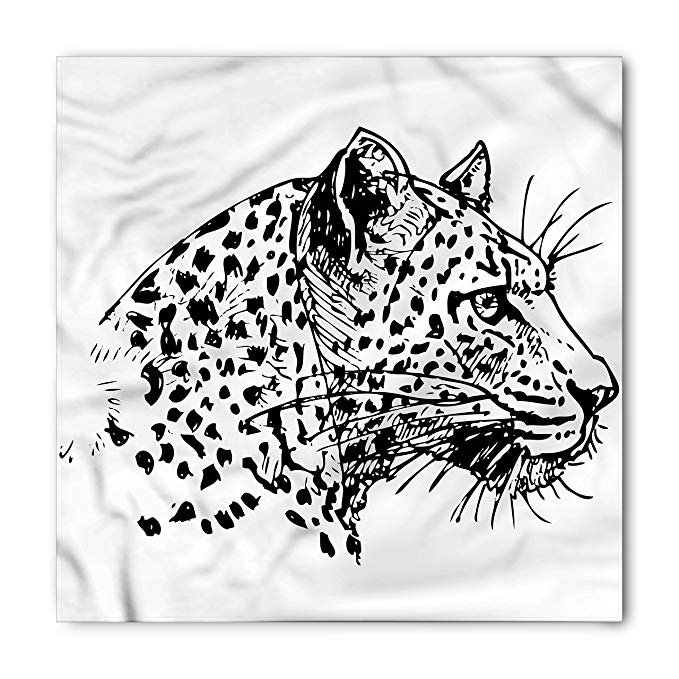 679x679 Ambesonne Sketchy Bandana, Jaguar Sketch Wildlife - Jaguar Sketch