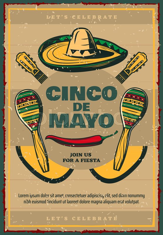 555x800 Cinco De Mayo Mexican Holiday Sketch Retro Poster Of Sombrero - Jalapeno Sketch
