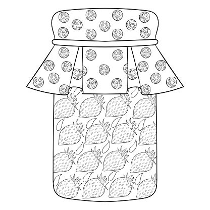 416x416 Jar With Strawberry Freehand Sketch For Premium Clipart - Jam Sketch