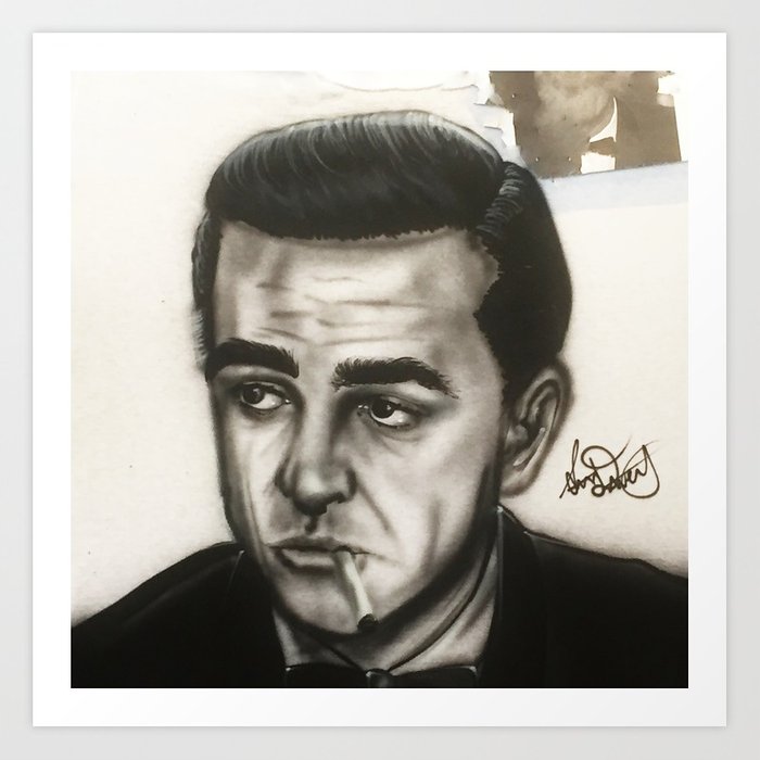 700x700 Sean Connery James Bond Portrait Art Print By Etch N Sketch Society6 - James Bond Sketch