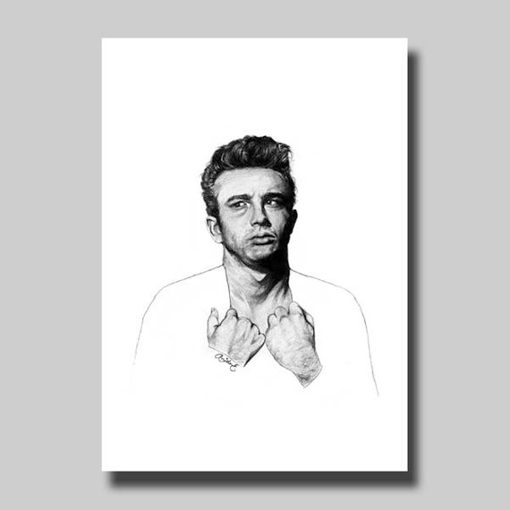 570x570 James Dean Sketch Print Etsy - James Dean Sketch