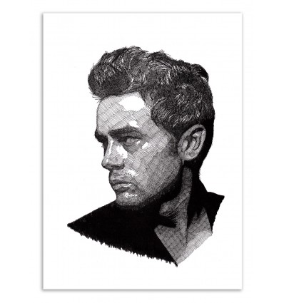 398x425 Illustration Art Poster, Frame, Draw Ink Black White Of James Dean - James Dean Sketch
