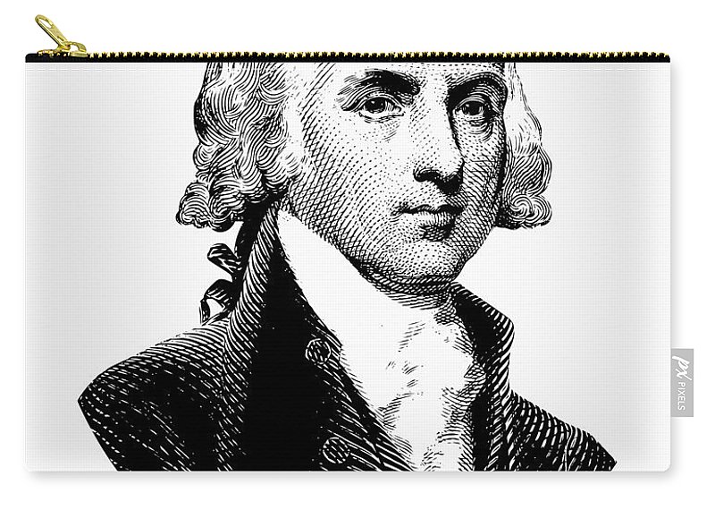800x570 President James Madison Graphic Black And White Carry All Pouch - James Madison Sketch