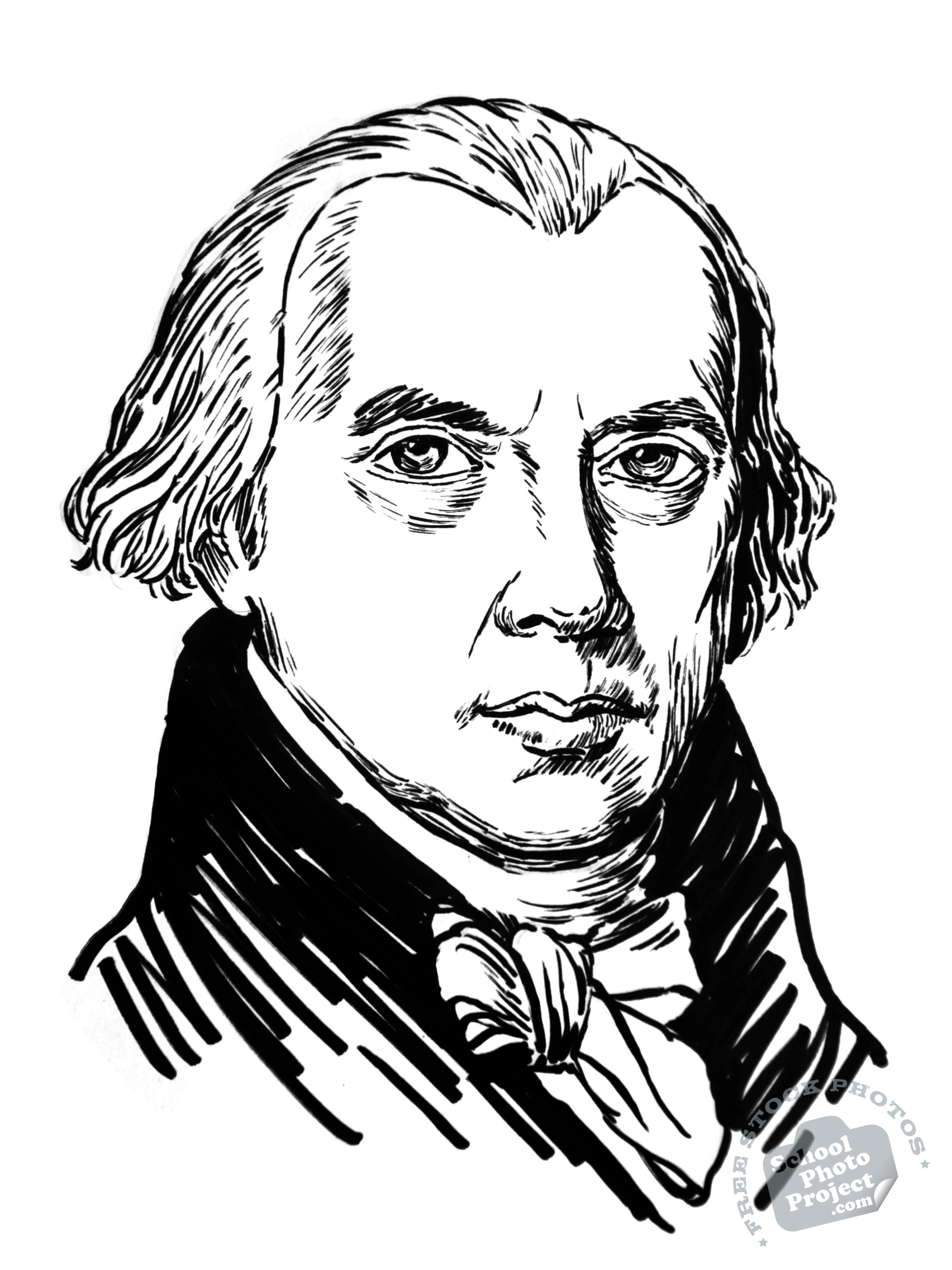 1704x2272 James Madison Free Stock Illustration U.s. President Portrait - James Sketch