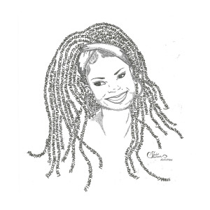 300x300 Janet Jackson Lyrical Portrait Drawing By Carlos Santana Trott - Janet Jackson Sketch