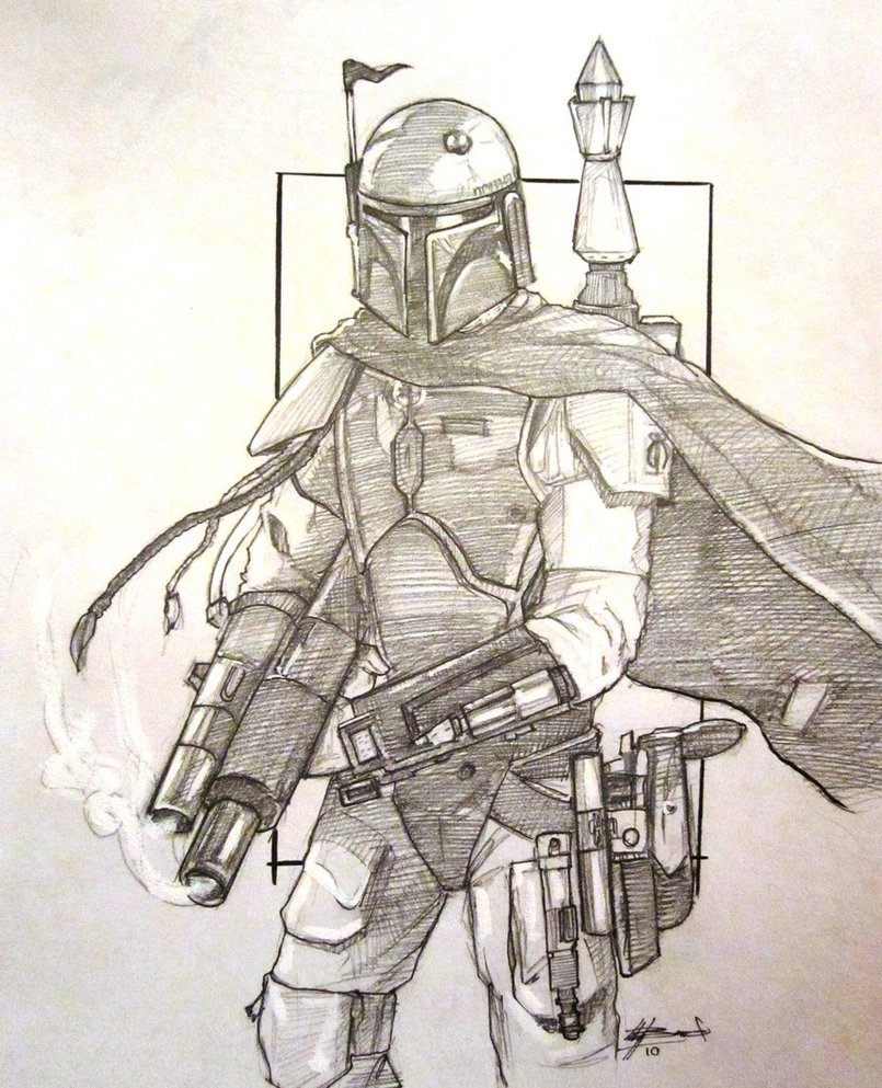 805x993 Boba Fett Sketch By Bardsville - Jango Fett Sketch