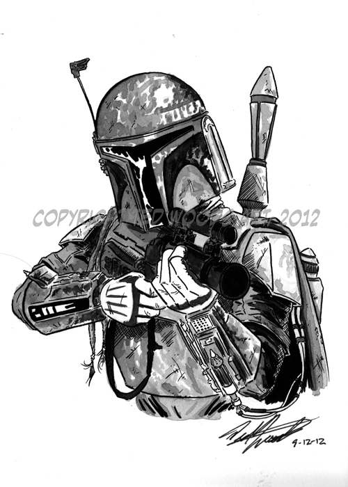 500x700 Boba Fett Sketch By Tedwoodsart - Jango Fett Sketch
